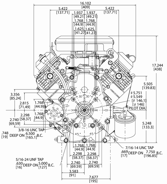 Briggs Stratton Engine 356447 3087 G1 18 Hp 570cc Horizontal Vanguard Opeengines Com