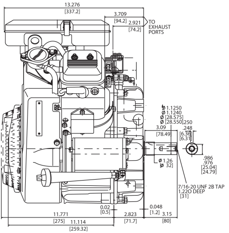 Briggs & Stratton Engine 386777-0144-G1 23 hp Vanguard 1 1/8" - Click Image to Close