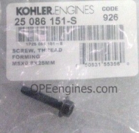 Kohler Part # 25086151S Screw M5X0.8X25M 25 086 151-S